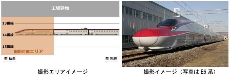 「E8系お披露目！新幹線総合車両センター撮影会」イメージ（画像：JR東日本）