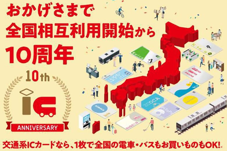 全国相互利用10周年を迎える交通系ICカード（画像：JR東日本）