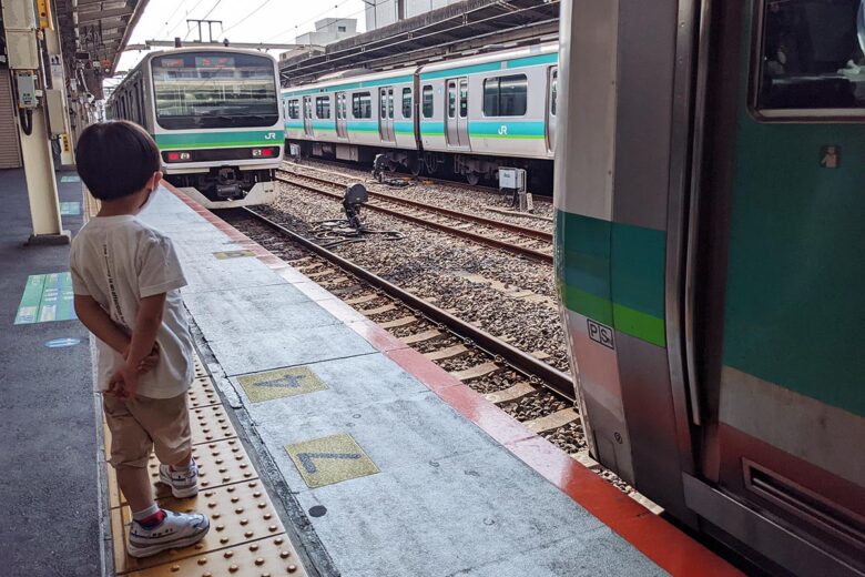 我孫子駅で切り離しをする常磐線・成田線のE231系電車